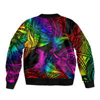 LGBT History Month Sleeve Zip Bomber Jacket Polynesian Hammerhead Shark LT01 - Polynesian Pride
