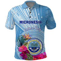 Micronesia Culture Day Polo Shirt Tribal Pattern Tropical Style LT01 Blue - Polynesian Pride
