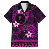FSM Chuuk State Family Matching Short Sleeve Bodycon Dress and Hawaiian Shirt Tribal Pattern Pink Version LT01 Dad's Shirt - Short Sleeve Pink - Polynesian Pride