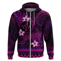 FSM Kosrae State Zip Hoodie Tribal Pattern Pink Version LT01 Zip Hoodie Pink - Polynesian Pride