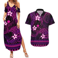 FSM Pohnpei State Couples Matching Summer Maxi Dress and Hawaiian Shirt Tribal Pattern Pink Version LT01 Pink - Polynesian Pride