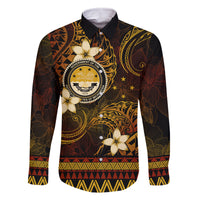 FSM Culture Day Family Matching Off Shoulder Short Dress and Hawaiian Shirt Tribal Pattern Gold Version LT01 Dad's Shirt - Long Sleeve Gold - Polynesian Pride