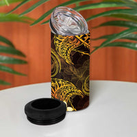 FSM Kosrae State 4 in 1 Can Cooler Tumbler Tribal Pattern Gold Version LT01 - Polynesian Pride