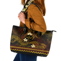 FSM Kosrae State Leather Tote Bag Tribal Pattern Gold Version LT01 Gold - Polynesian Pride