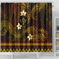 FSM Kosrae State Shower Curtain Tribal Pattern Gold Version LT01 - Polynesian Pride