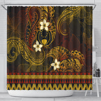 FSM Pohnpei State Shower Curtain Tribal Pattern Gold Version