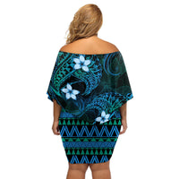 FSM Culture Day Off Shoulder Short Dress Tribal Pattern Ocean Version LT01 - Polynesian Pride