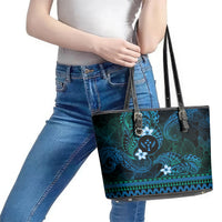 FSM Kosrae State Leather Tote Bag Tribal Pattern Ocean Version LT01 - Polynesian Pride