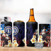 Personalized Northern Mariana Islands 4th of July 4 in 1 Can Cooler Tumbler Plumeria USA Eagle LT01 - Polynesian Pride