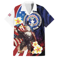 Personalized Northern Mariana Islands 4th of July Family Matching Off The Shoulder Long Sleeve Dress and Hawaiian Shirt Plumeria USA Eagle