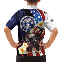 Personalized Northern Mariana Islands 4th of July Family Matching Tank Maxi Dress and Hawaiian Shirt Plumeria USA Eagle