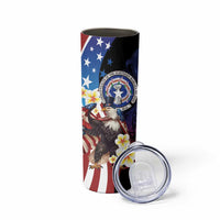 Personalized Northern Mariana Islands 4th of July Skinny Tumbler Plumeria USA Eagle LT01 - Polynesian Pride