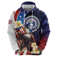 Personalized Northern Mariana Islands 4th of July Zip Hoodie Plumeria USA Eagle