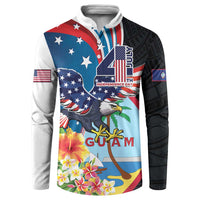 Personalized Guam Fourth of July Button Sweatshirt Tropical Flowers