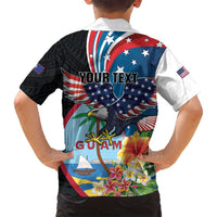 Personalized Guam Fourth of July Family Matching Long Sleeve Bodycon Dress and Hawaiian Shirt Tropical Flowers LT01 - Polynesian Pride