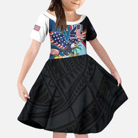 Personalized Guam Fourth of July Family Matching Mermaid Dress and Hawaiian Shirt Tropical Flowers LT01 Daughter's Dress Multicolor - Polynesian Pride