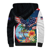 Personalized Guam Fourth of July Sherpa Hoodie Tropical Flowers