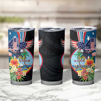 Personalized Guam Fourth of July Tumbler Cup Tropical Flowers