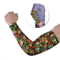 Hawaiian Santa Christmas Pattern Arm Sleeves Black Version - Polynesian Pride