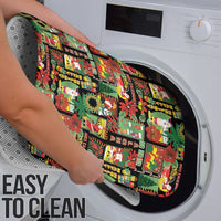 Hawaiian Santa Christmas Pattern Bathroom Set Black Version - Polynesian Pride