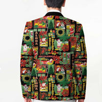 Hawaiian Santa Christmas Pattern Blazer Black Version - Polynesian Pride
