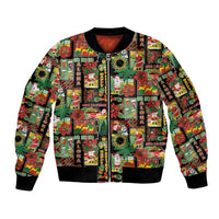 Hawaiian Santa Christmas Pattern Bomber Jacket Black Version - Polynesian Pride