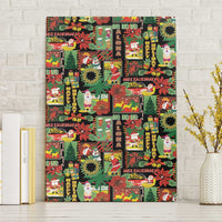 Hawaiian Santa Christmas Pattern Canvas Wall Art Black Version - Polynesian Pride