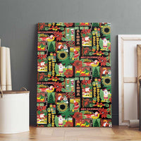 Hawaiian Santa Christmas Pattern Canvas Wall Art Black Version - Polynesian Pride