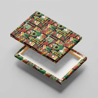 Hawaiian Santa Christmas Pattern Canvas Wall Art Black Version - Polynesian Pride