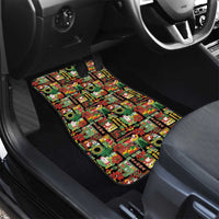 Hawaiian Santa Christmas Pattern Car Mats Black Version - Polynesian Pride