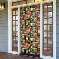 Hawaiian Santa Christmas Pattern Door Cover Black Version - Polynesian Pride