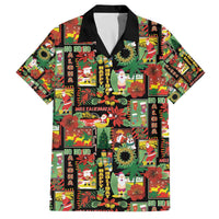 Hawaiian Santa Christmas Pattern Family Matching Off The Shoulder Long Sleeve Dress and Hawaiian Shirt Black Version LT01 Dad's Shirt - Short Sleeve Red - Polynesian Pride