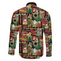 Hawaiian Santa Christmas Pattern Family Matching Off The Shoulder Long Sleeve Dress and Hawaiian Shirt Black Version LT01 - Polynesian Pride