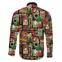 Hawaiian Santa Christmas Pattern Family Matching Off Shoulder Maxi Dress and Hawaiian Shirt Black Version - Polynesian Pride