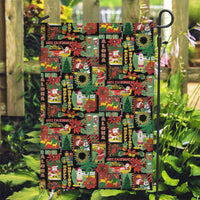 Hawaiian Santa Christmas Pattern Garden Flag Black Version - Polynesian Pride