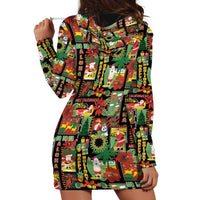Hawaiian Santa Christmas Pattern Hoodie Dress Black Version - Polynesian Pride