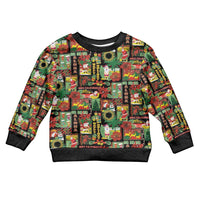 Hawaiian Santa Christmas Pattern Kid Ugly Christmas Sweater Black Version - Polynesian Pride