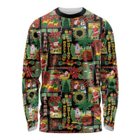 Hawaiian Santa Christmas Pattern Long Sleeve Shirt Black Version - Polynesian Pride