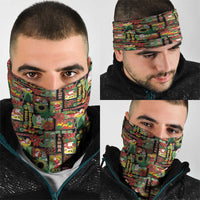 Hawaiian Santa Christmas Pattern Neck Gaiter Black Version LT01 - Polynesian Pride