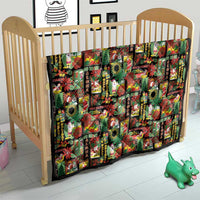 Hawaiian Santa Christmas Pattern Quilt Black Version - Polynesian Pride