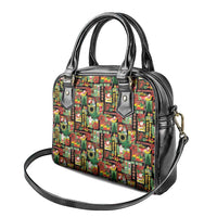 Hawaiian Santa Christmas Pattern Shoulder Handbag Black Version LT01 - Polynesian Pride