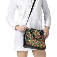Hawaiian Santa Christmas Pattern Shoulder Handbag Black Version LT01 - Polynesian Pride