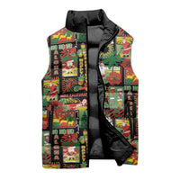 Hawaiian Santa Christmas Pattern Sleeveless Puffer Jacket Black Version - Polynesian Pride