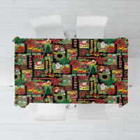 Hawaiian Santa Christmas Pattern Tablecloth Black Version - Polynesian Pride