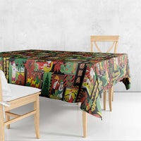 Hawaiian Santa Christmas Pattern Tablecloth Black Version - Polynesian Pride