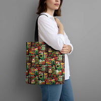 Hawaiian Santa Christmas Pattern Tote Bag Black Version LT01 - Polynesian Pride