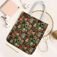 Hawaiian Santa Christmas Pattern Tote Bag Black Version LT01 White Strap One Size Red - Polynesian Pride