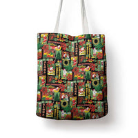 Hawaiian Santa Christmas Pattern Tote Bag Black Version LT01 - Polynesian Pride