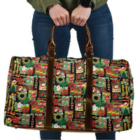 Hawaiian Santa Christmas Pattern Travel Bag Black Version - Polynesian Pride