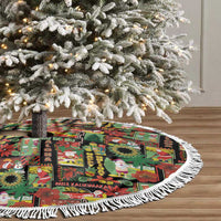 Hawaiian Santa Christmas Pattern Tree Skirt Black Version - Polynesian Pride